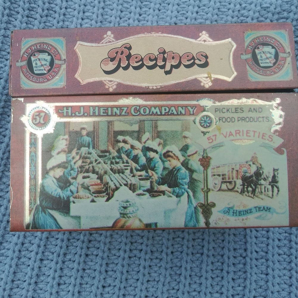 3 Vintage Tins Borax Tootsie roll Heinz 57 recipe box